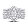 Image 2 : Round Diamond Marquise-shape Cluster Ring 1-3/4 Cttw 14KT White Gold
