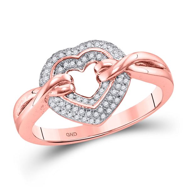 Round Diamond Heart Ring 1/5 Cttw 10KT Rose Gold