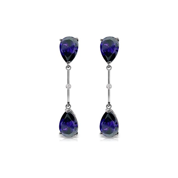 Genuine 7.01 ctw Sapphire & Diamond Earrings 14KT White Gold - REF-78K9V