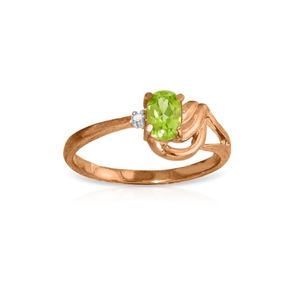 Genuine 0.46 ctw Peridot & Diamond Ring 14KT Rose Gold - REF-30F6Z