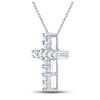 Image 2 : Round Diamond Cross Pendant 1/10 Cttw 10KT White Gold