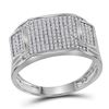 Image 1 : Round Diamond Rectangle Cluster Ring 1/2 Cttw 10KT White Gold