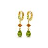 Image 1 : Genuine 5.15 ctw Peridot & Citrine Earrings 14KT Yellow Gold - REF-61R8P