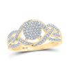 Image 1 : Round Diamond Circle Cluster Twist Ring 1/4 Cttw 10KT Yellow Gold