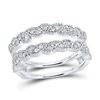 Image 1 : Round Diamond Milgrain Solitaire Enhancer Wedding Band 1/3 Cttw 14KT White Gold