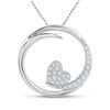 Image 1 : Round Diamond Heart Circle Pendant 1/4 Cttw 10KT White Gold