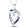 Image 2 : Round Blue Color Enhanced Diamond Heart Pendant 1/6 Cttw 10KT White Gold