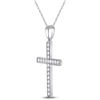 Image 2 : Round Diamond Cross Pendant 1/4 Cttw 10KT White Gold