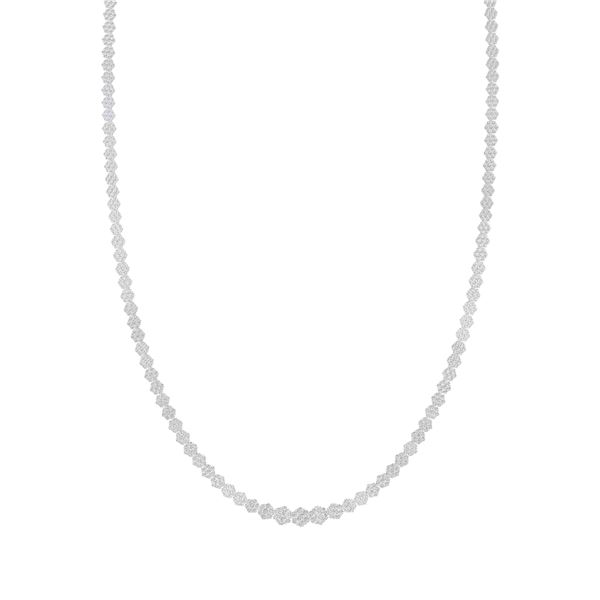 Round Diamond Cluster Fashion Necklace 10 Cttw 14KT White Gold