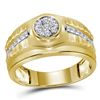 Image 1 : Round Diamond Ribbed Cluster Ring 1/2 Cttw 10KT Yellow Gold