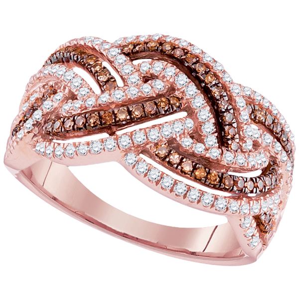 Round Brown Diamond Braid Fashion Ring 3/4 Cttw 10KT Rose Gold