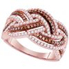Image 1 : Round Brown Diamond Braid Fashion Ring 3/4 Cttw 10KT Rose Gold