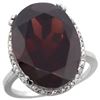 Image 1 : 13.71 CTW Garnet & Diamond Ring 10K White Gold - REF-77M5A