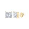 Image 1 : Round Diamond Square Earrings 1 Cttw 10KT Yellow Gold