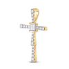 Image 2 : Baguette Round Diamond Cross Pendant 5/8 Cttw 14KT Yellow Gold