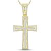 Image 1 : Round Diamond Cross Charm Pendant 3/4 Cttw 10KT Yellow Gold