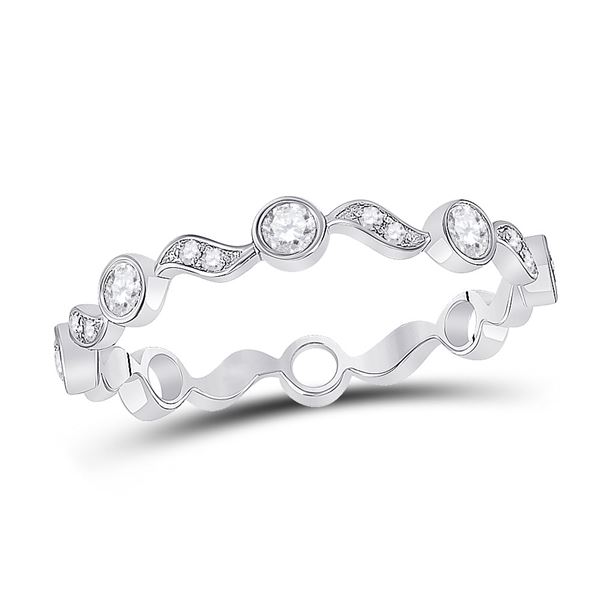 Round Diamond Stackable Band Ring 1/4 Cttw 10KT White Gold