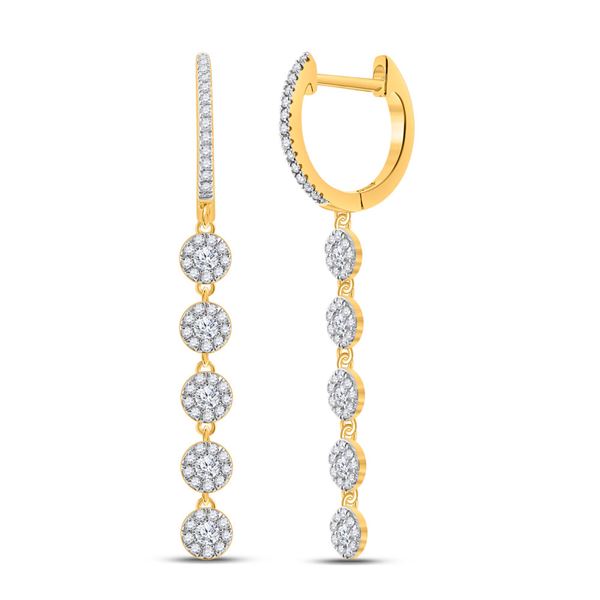 Round Diamond Dangle Earrings 5/8 Cttw 10KT Yellow Gold