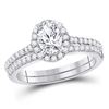 Image 1 : Bridal Wedding Ring Band Set 1-1/3 Cttw 14KT White Gold