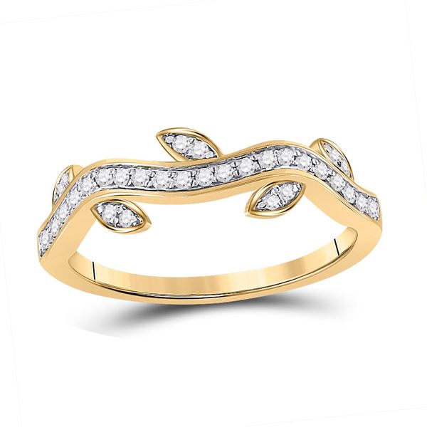 Round Diamond Vine Stackable Band Ring 1/6 Cttw 10KT Yellow Gold