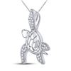 Image 2 : Round Diamond Turtle Tortoise Animal Pendant 1/10 Cttw 10KT White Gold