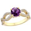 Image 1 : 1 CTW Amethyst & Diamond Ring 14K Yellow Gold - REF-49A6X