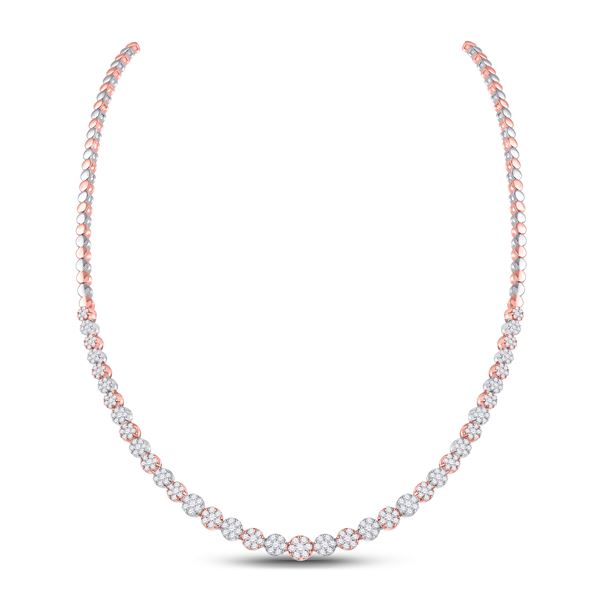 Round Diamond Graduated Cocktail Necklace 4-3/4 Cttw 14KT Two-tone Gold
