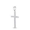 Image 2 : Round Diamond Cross Pendant 1/3 Cttw 10KT White Gold