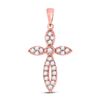 Image 1 : Round Diamond Cross Pendant 1/6 Cttw 10KT Rose Gold