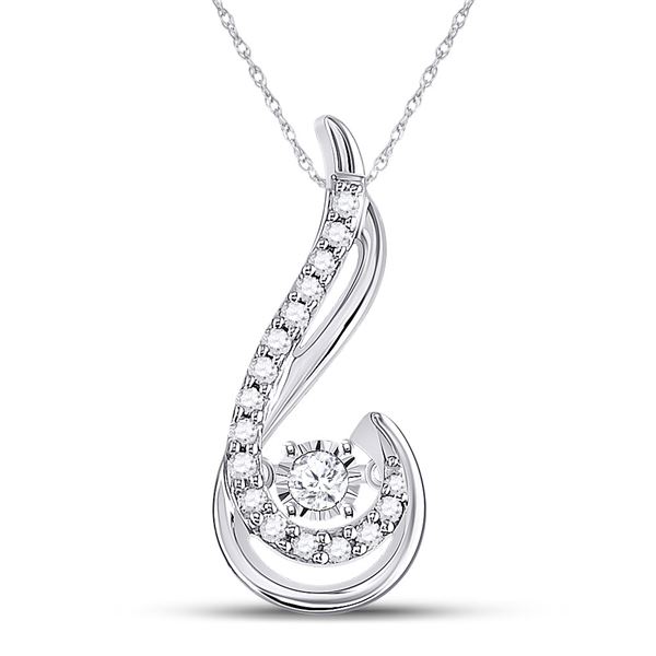 Round Moving Diamond Fashion Pendant 1/5 Cttw 10KT White Gold