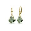Image 1 : Genuine 17.5 ctw Green Amethyst Earrings 14KT Yellow Gold - REF-39A3K