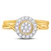 Image 2 : Diamond Cluster Bridal Wedding Ring Band Set 1/3 Cttw 10KT Yellow Gold