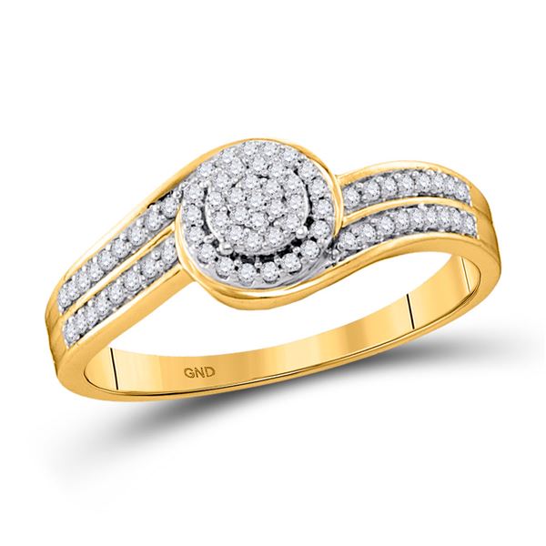 Round Diamond Swirl Cluster Ring 1/5 Cttw 10KT Yellow Gold