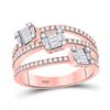 Image 1 : Baguette Diamond Cluster 3-stone Ring 3/4 Cttw 14KT Rose Gold