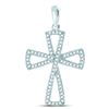 Image 1 : Round Diamond Flared Cross Pendant 1/3 Cttw 10KT White Gold