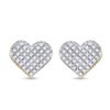 Image 2 : Round Diamond Heart Earrings 1/4 Cttw 10KT Yellow Gold