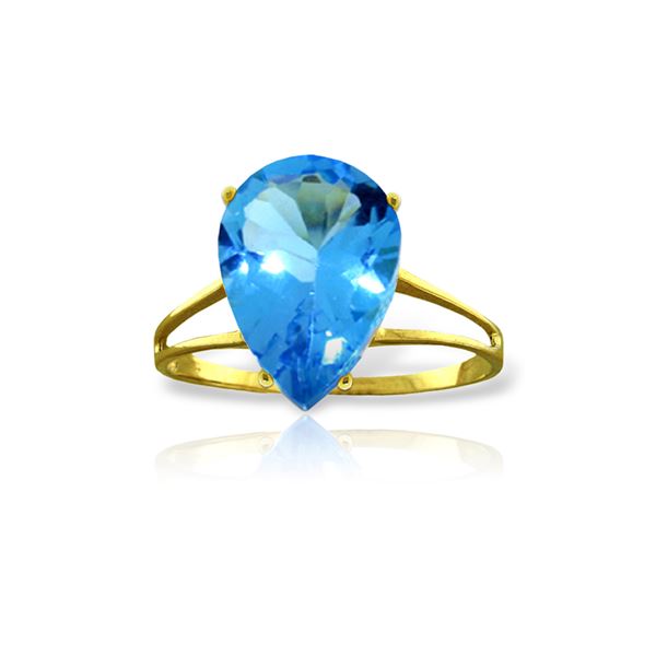 Genuine 5 ctw Blue Topaz Ring 14KT Yellow Gold - REF-34V3W