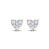 Image 2 : Round Diamond Heart Earrings 1/3 Cttw 14KT Yellow Gold
