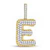 Image 1 : Round Diamond E Letter Charm Pendant 1-3/8 Cttw 10KT Yellow Gold