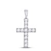Image 1 : Round Diamond Cross Pendant 1/4 Cttw 10KT White Gold