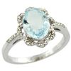 Image 1 : 1.52 CTW Aquamarine & Diamond Ring 10K White Gold - REF-42R5H
