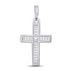 Image 1 : Princess Diamond Cross Pendant 1/8 Cttw 10KT White Gold