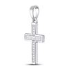 Image 2 : Princess Diamond Cross Pendant 1/8 Cttw 10KT White Gold