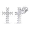Image 1 : Round Diamond Cross Earrings 1/10 Cttw 10KT White Gold