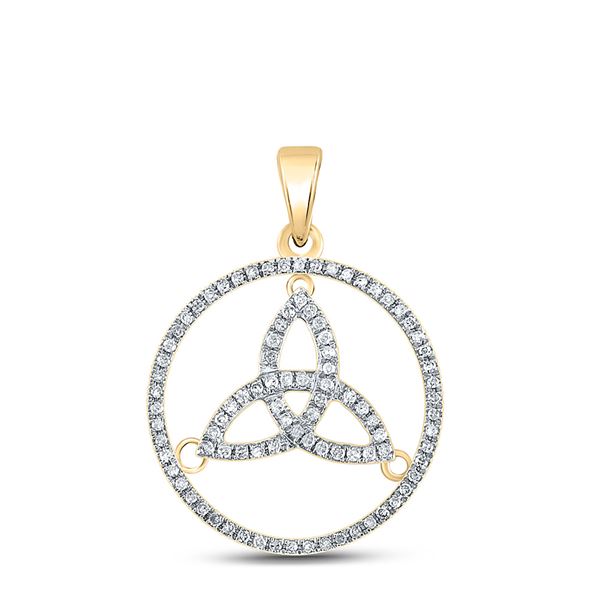 Round Diamond Trinity Triquetra Circle Pendant 1/4 Cttw 10KT Yellow Gold