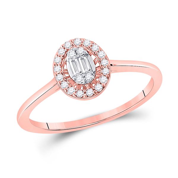 Round Diamond Fashion Cluster Oval Ring 1/6 Cttw 14KT Rose Gold