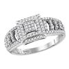 Image 1 : Round Diamond Square Cluster Ring 1/3 Cttw 10KT White Gold