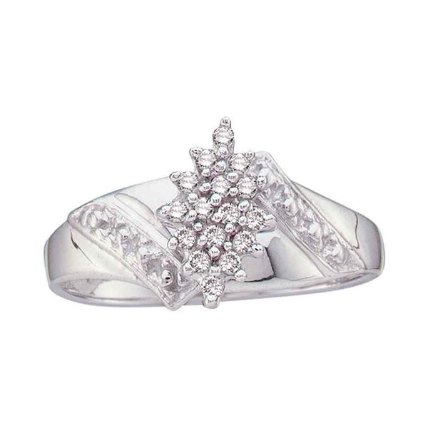 Round Diamond Cluster Ring 1/10 Cttw 10KT White Gold