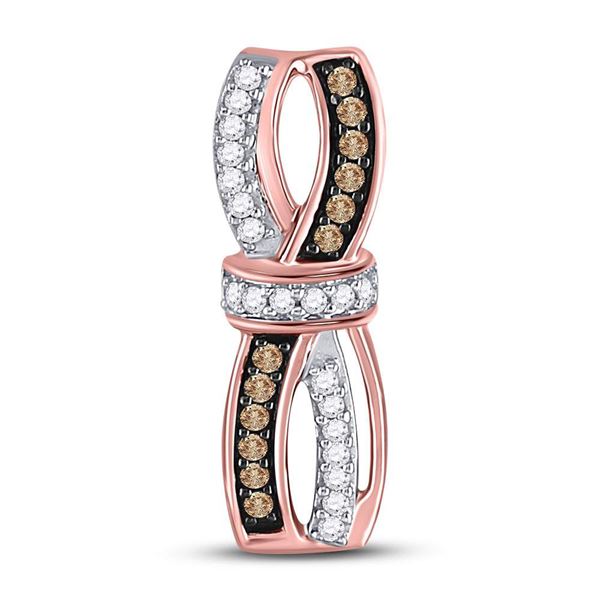 Round Brown Diamond Bound Fashion Pendant 1/4 Cttw 10KT Rose Gold