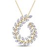 Image 1 : Round Diamond Vine Leaf Teardrop Pendant 3/4 Cttw 14KT Yellow Gold